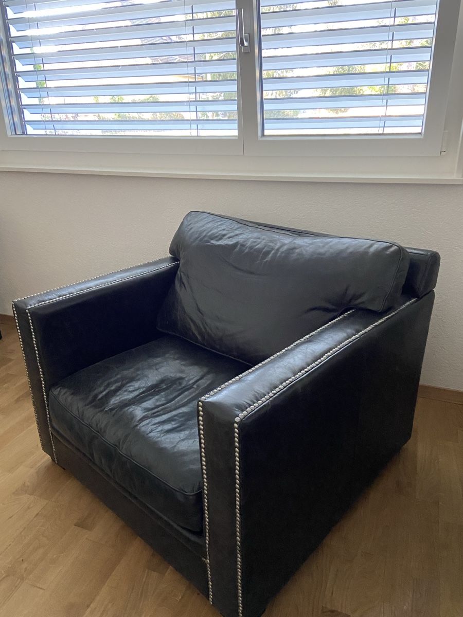 Maisons du monde Poltrone: Black Leather Dandy Armchair – Usato da Lutry venduto da jul_j2lg