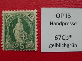 1891: 67Cb ungebraucht * Kat: 450.- mit Expertenbestimmung