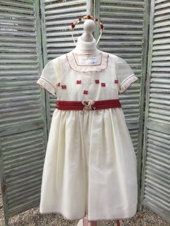 Robe + Diadème écru/rouge pour mariage, taille 122