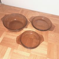3er Set Glas Auflaufformen Braun Vintage