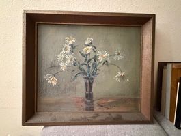 Vintage Gänseblümchen Malerei Gerahmt Floral Kunst Blumen
