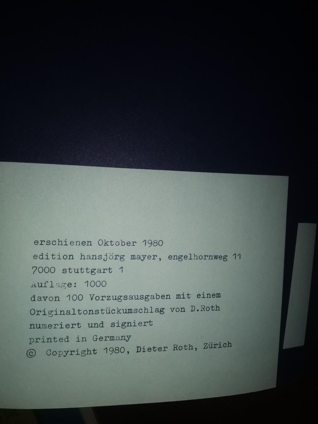 Libri: 2 Dieter Roth Kunstbücher, 1x Signiert – Usato da Zürich venduto da grindhouse 2