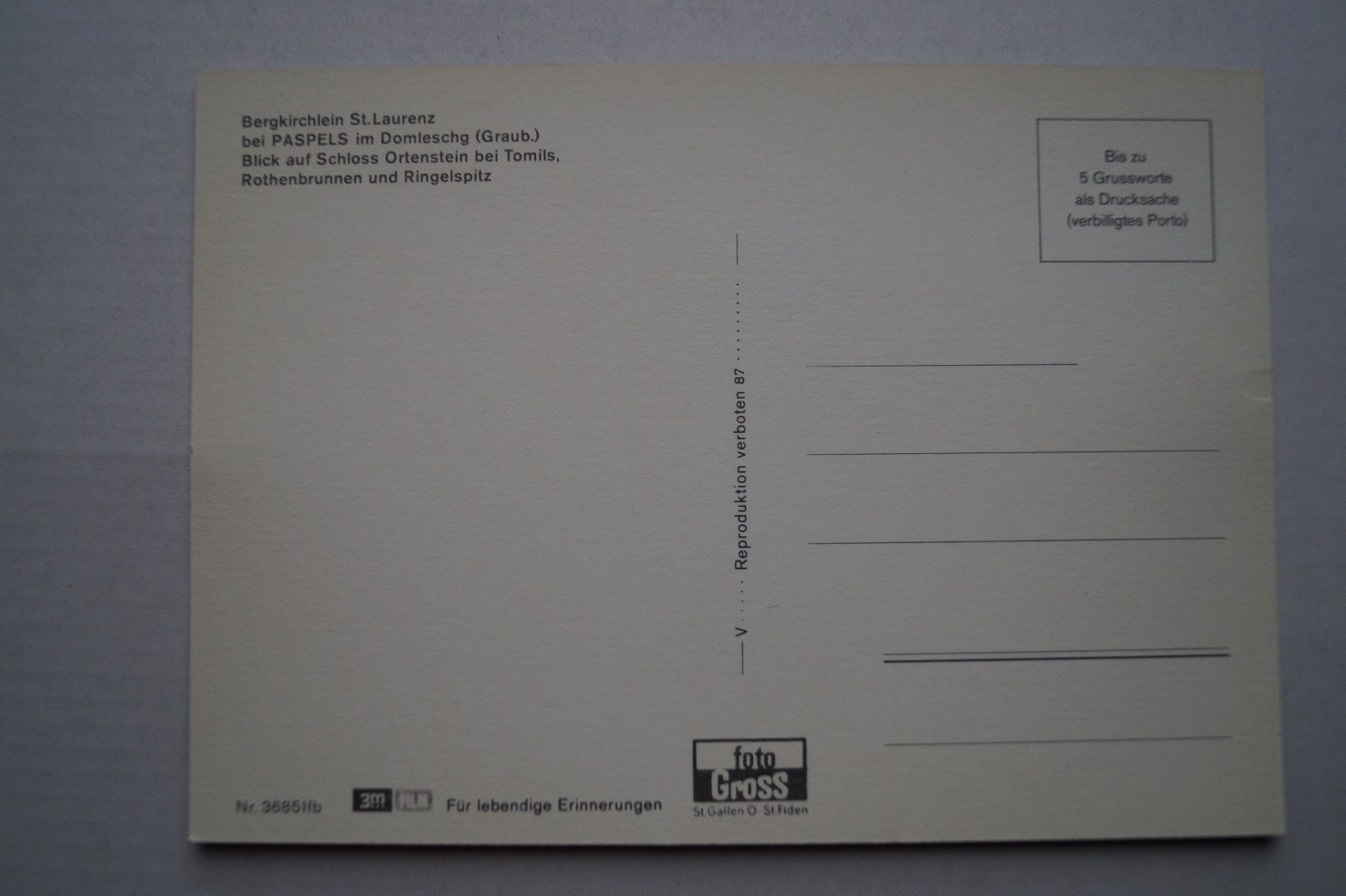 Cartoline postali: AK Domleschg, Paspels – Usato da Scheid venduto da dirauls 1
