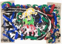 Knie Rolf "Elefanten in Manege" handsig. Original auf Zelt