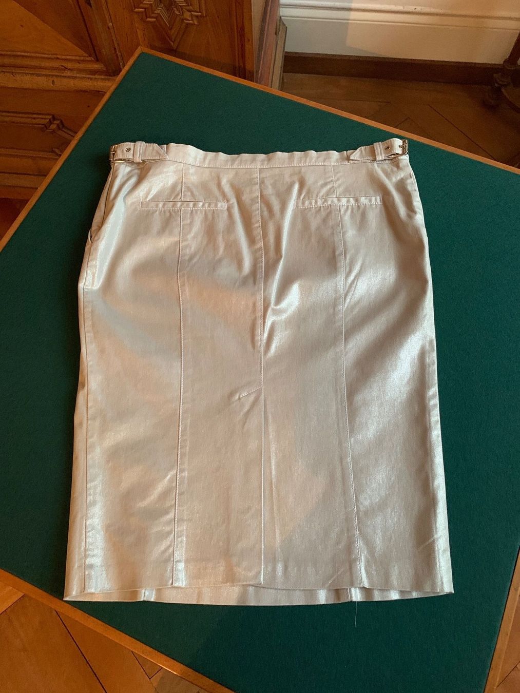 Moschino Röcke: MOSCHINO Silber metallic Jeans Rock Gr. 44IT – Gebraucht aus Interlaken von Bona55 8