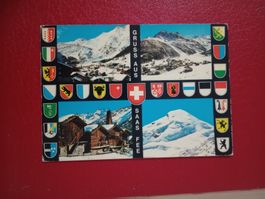 Saas-Fee Wallis mehrbildrig mit Wappen Kantone 1976