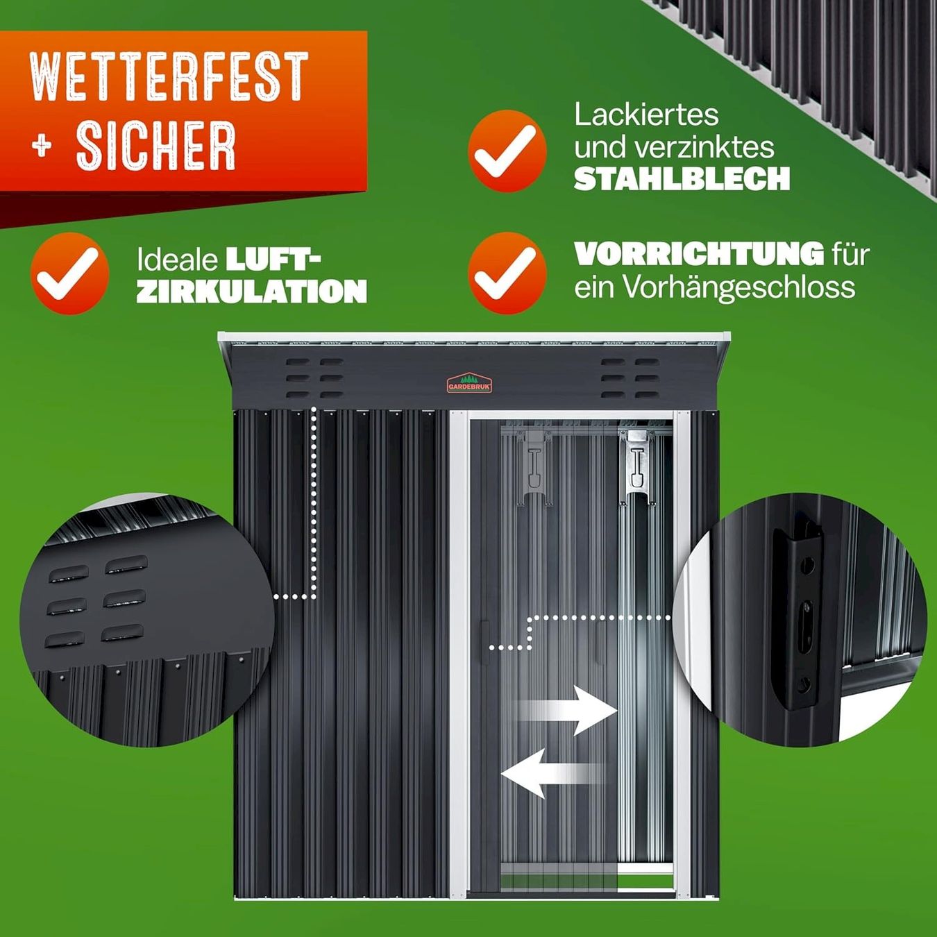 Gartenhäuser & Gewächshäuser: GARDEBRUK Gerätehaus Anthrazit – Neu und originalverpackt aus Bottighofen von zaap 3