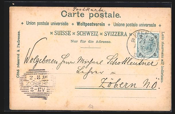 Cartoline postali: Litho Zürich, Teilansicht mit Wädenswe – Usato da Berlin venduto da bartko-reher 1