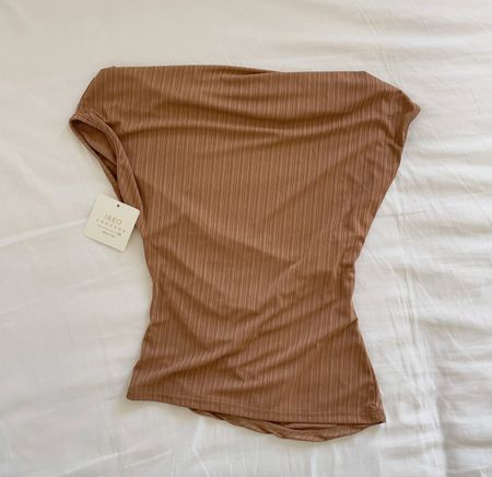 Italian asymmetric beige top