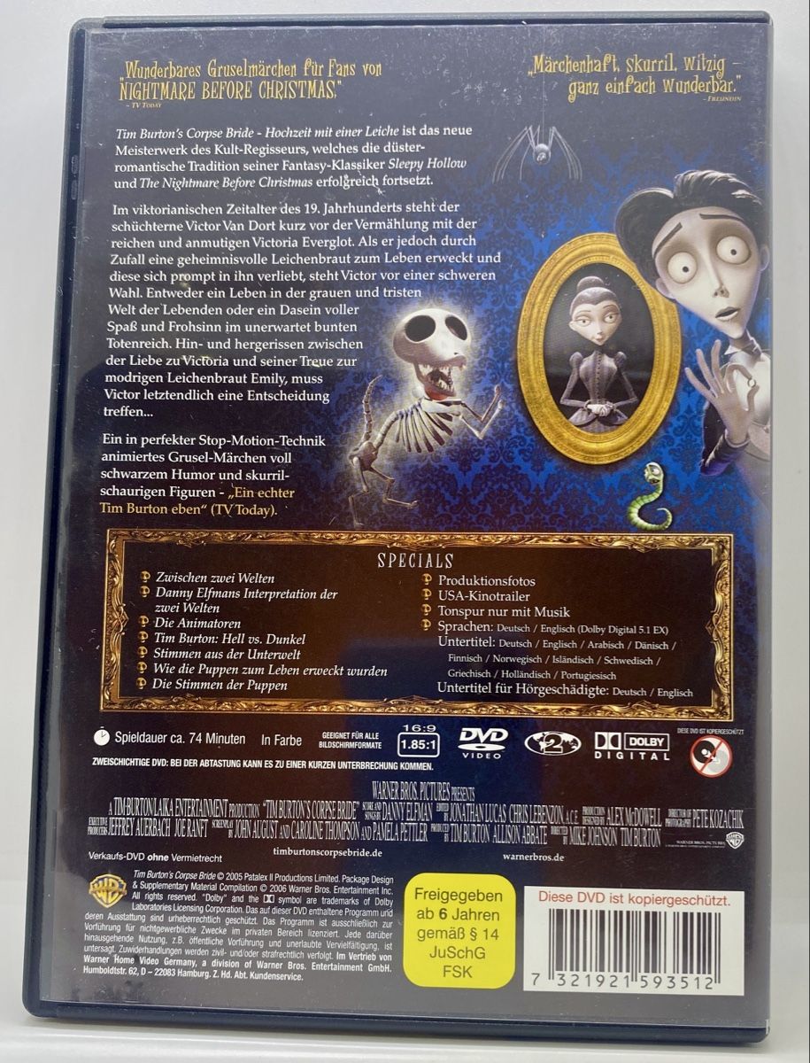 Tutti i DVDs: Tim Burton's Corpse Bride - Hochzeit mit einer Leiche – Usato da Zürich venduto da m7lx 1