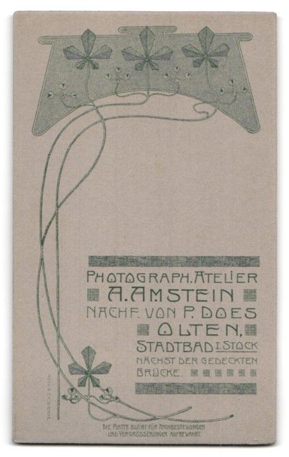 Fotografie & Manifesti: Fotografie A. Amstein, Olten, Portrait e – Usato da Berlin venduto da bartko-reher 1