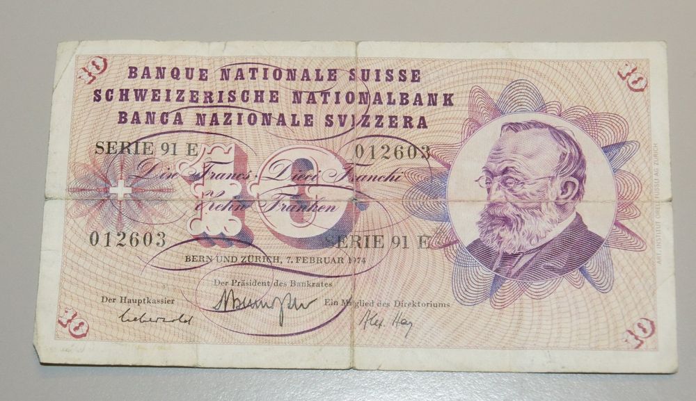alte Zehnernote /10er Note Schweiz (Gebraucht) in Witterswil für CHF 3 ...