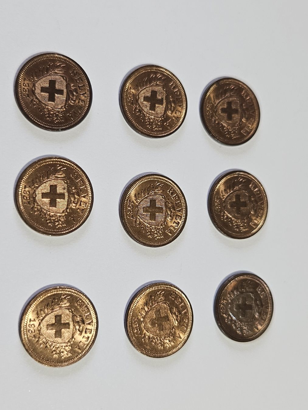 Tutti le monete: 1 Rappen 1937, 9 Stk. – Usato da Pfäffikon ZH venduto da Melibol 1