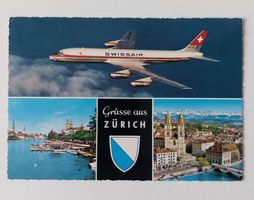 AK Swissair DC 8 Gruss aus Zürich Ansichtskarte