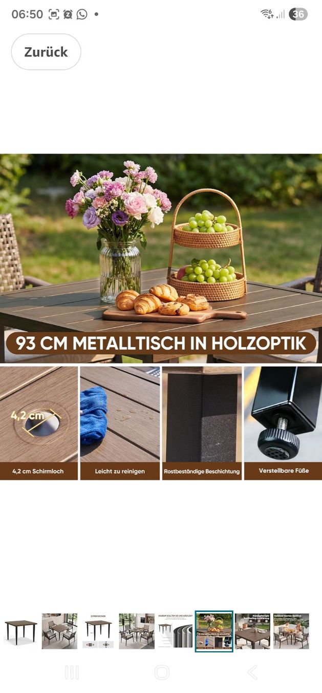 Tavoli: Garten  Tisch 93x93cm – Usato da Emmenbrücke venduto da fel_78fz 3