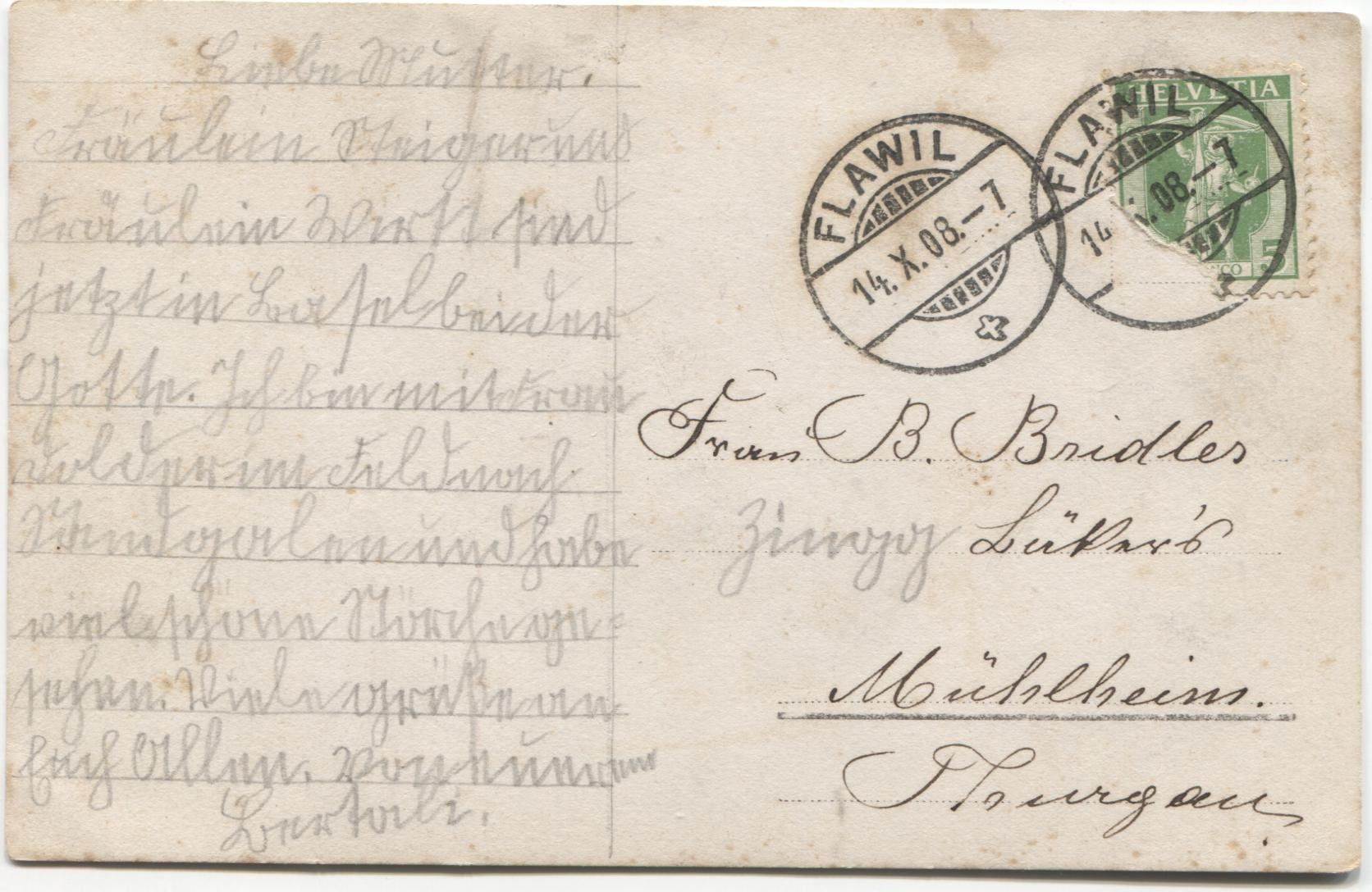 Cartoline postali: FLAWIL SG 1908 mit Hotel Rössli – Usato da Wil SG venduto da Clanx 1