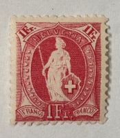 Briefmarke Schweiz 1 Fr 91A stehende Helvetia karminrot 1905