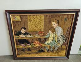 Wunderschön handgeknüpfte Handarbeit,  echt gold gerahmt