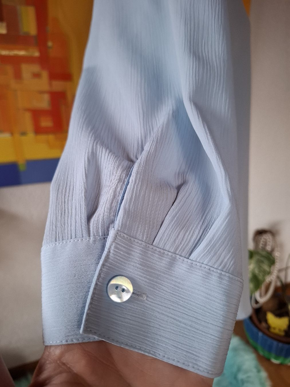 Camicette: Bluse Damen Gr 46 La Cara Hellblau Crinkle-Stoff 3000 – Usato da Vinelz venduto da sonnenmond77 5
