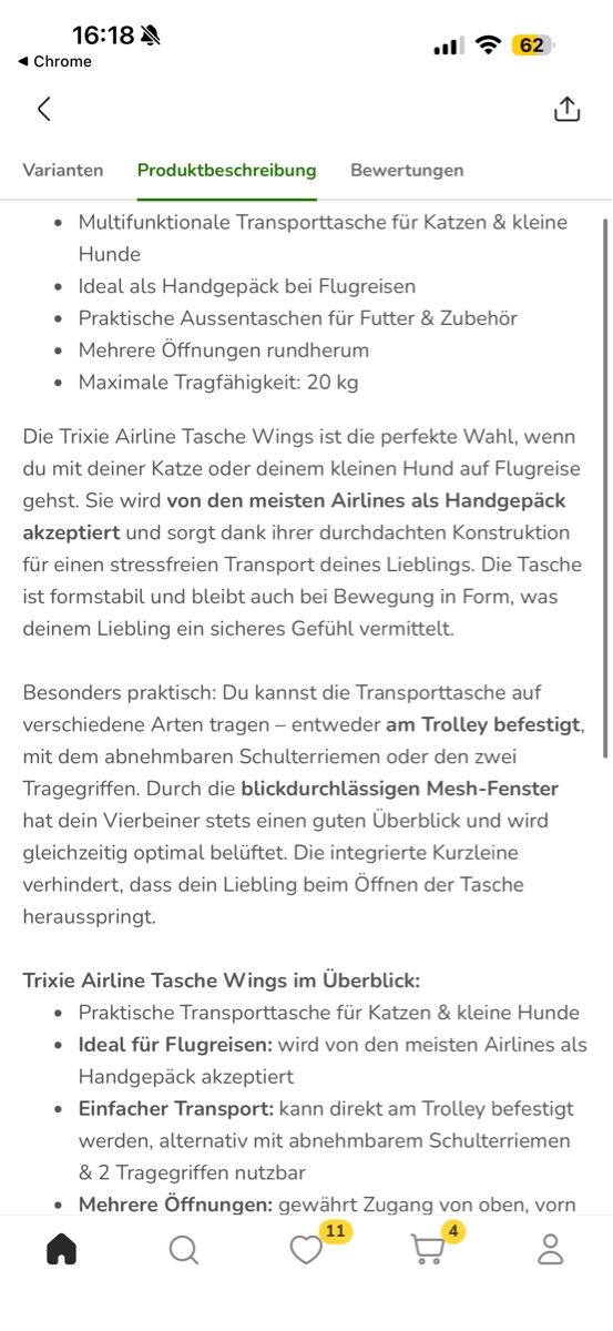Borse: Trixie Airline Hundetragtasche – Usato da Zuchwil venduto da dianafrf 8