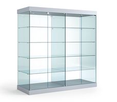 Glasvitrine, ESG Glas, Silber, LED (B.182cmxT.60cmxH.188cm)