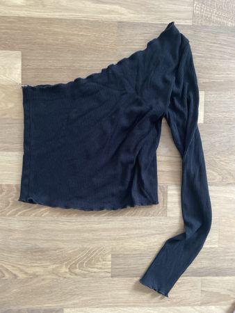 Schwarzes One-Shoulder Langarm Shirt Grösse S