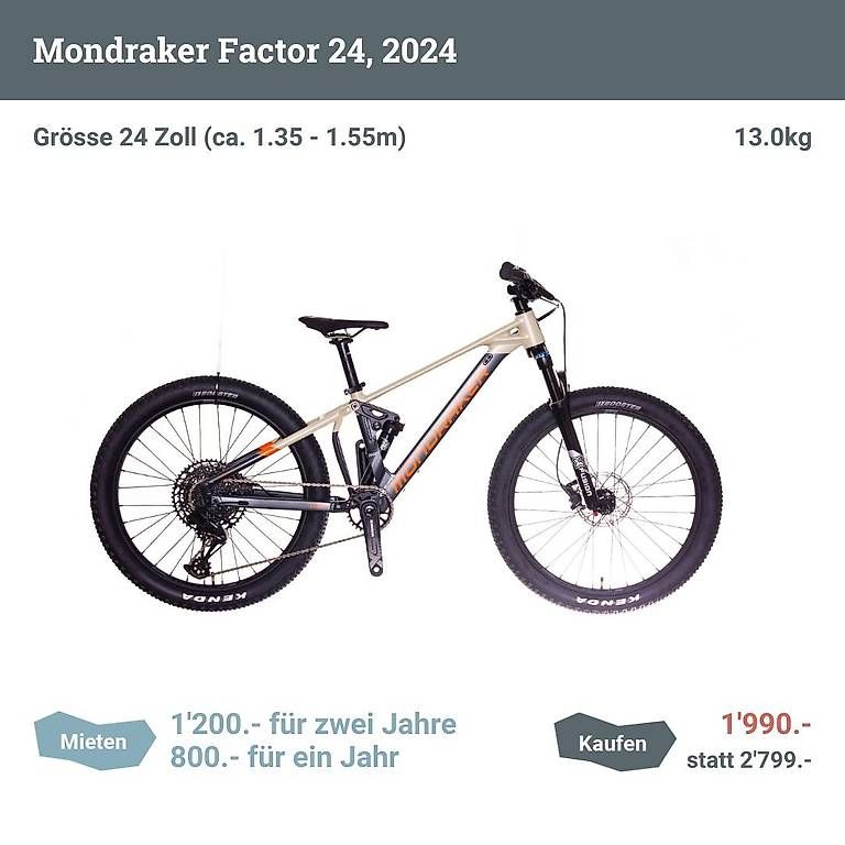 Velos: Mondraker Factor 24 (2024), Grösse 24" – Gebraucht aus Zürich von Testo 1