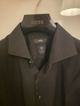 BOSS - Slim-Fit Popeline-Hemd aus bügelleichtem Baumwoll-Mix