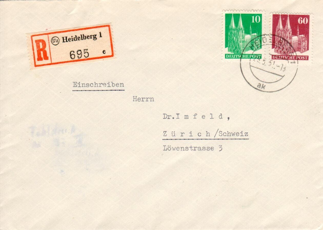 Alle Briefmarken: R - Heidelberg mit Abart Deutsche Post – Gebraucht aus Wolhusen von Curver9