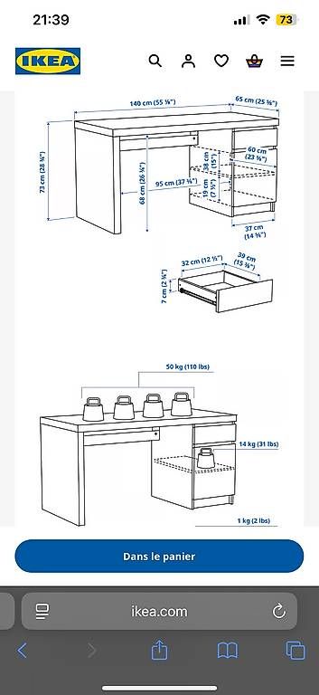 Scrivanie: Bureau Malm IKEA  – Usato da Petit-Lancy venduto da ced_d8px 3