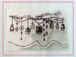 Zweig mit Weihnachtsdekoration / 11x16cm -  Silikonstempel