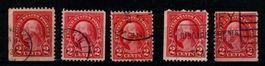 5 Timbres Anciens - USA 2 Cents Rouge - 1923 - Obl.