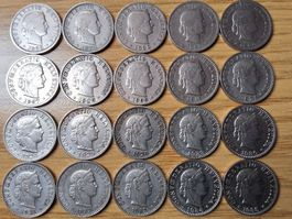 20 Rappen 1883/1938 - magnetisch - Lot 20 Stück!