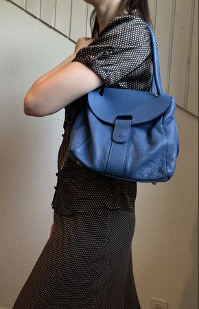 Sac à main en cuir véritable Made in Italy – bleu 
