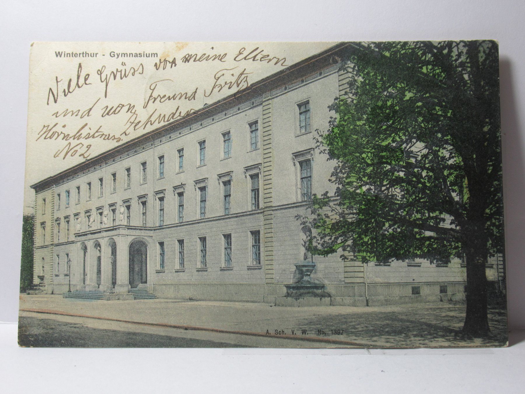 Cartoline postali: Winterthur ,  Gymnasium 1909 – Usato da Grenchen venduto da Bluemchen1900