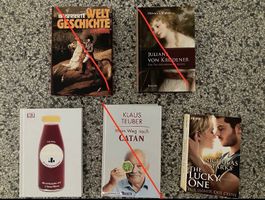diverse Bücher (Roman, Kochbuch)