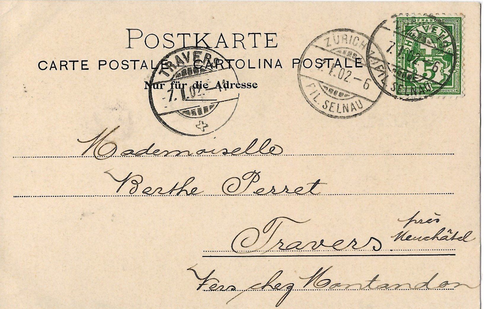 Cartoline postali: Gruss aus Zürich, Neujahr, 1902 – Usato da Frauenfeld venduto da Merk52 1