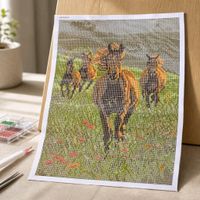 Kit diamond painting Chevaux galopant, 30x40 cm