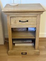 2 Wooden bedside table with drawer and shelf natural finish