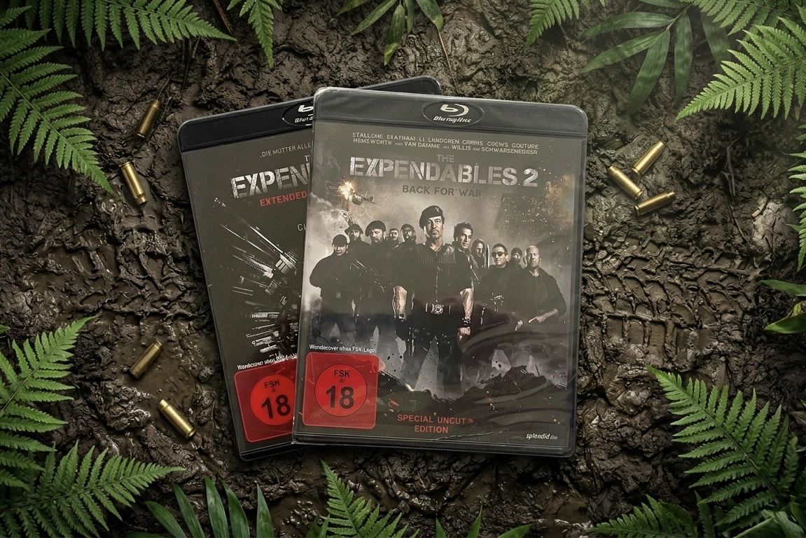 Tutti i DVDs: The Expendables 1 + 2 Extended & Uncut Versionen auf Blu-ray – Nuovo (secondo la descrizione) da Luzern venduto da woti-shop