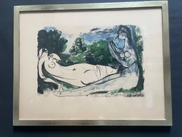 Picasso  Lithographie „ Femme nue et joueuse de flûte“ 1932