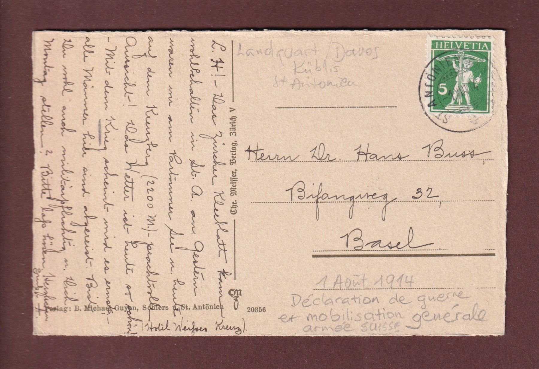 Cartoline postali: SCESAPLANA - 1914 – Usato da Pully venduto da nicecards 1