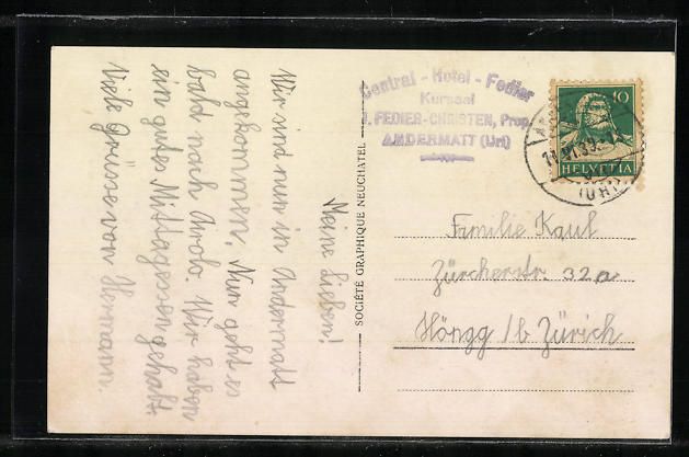 Ansichtskarten: AK Andermatt, Teilansicht mit Kirche – Gebraucht aus Berlin von bartko-reher 1