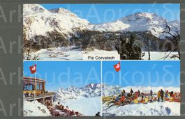 AK color Piz Corvatsch GR 3-Bild Wintersujets ≈ 1972
