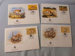 Enveloppes Premier Jour WWF Senégal 1989 4 pieces