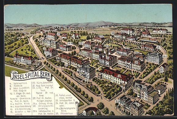 Cartoline postali: Bern, Inselspital, Poliklinik, Chirurgis – Usato da Berlin venduto da bartko-reher