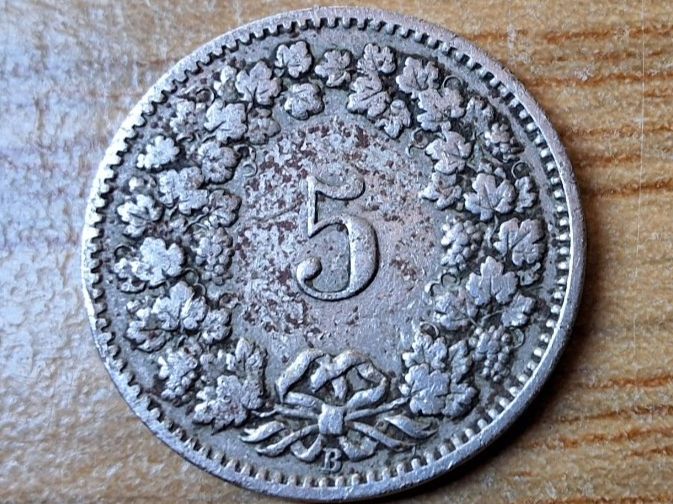 Tutti le monete: 5 Rappen 1904 - Selten! – Usato da Münchenstein venduto da purbach1 1