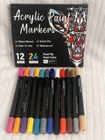 Acryl Marker Set 12 Stück 24 Farben Dual-Tip neu