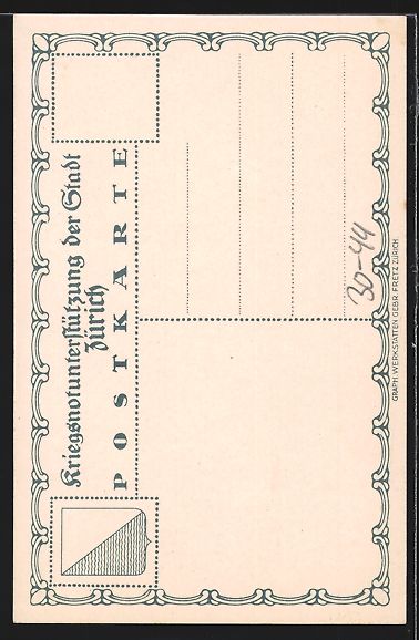 Cartoline postali: Zürich, Kriegsnotunterstützung, Mutter – Usato da Berlin venduto da bartko-reher 1