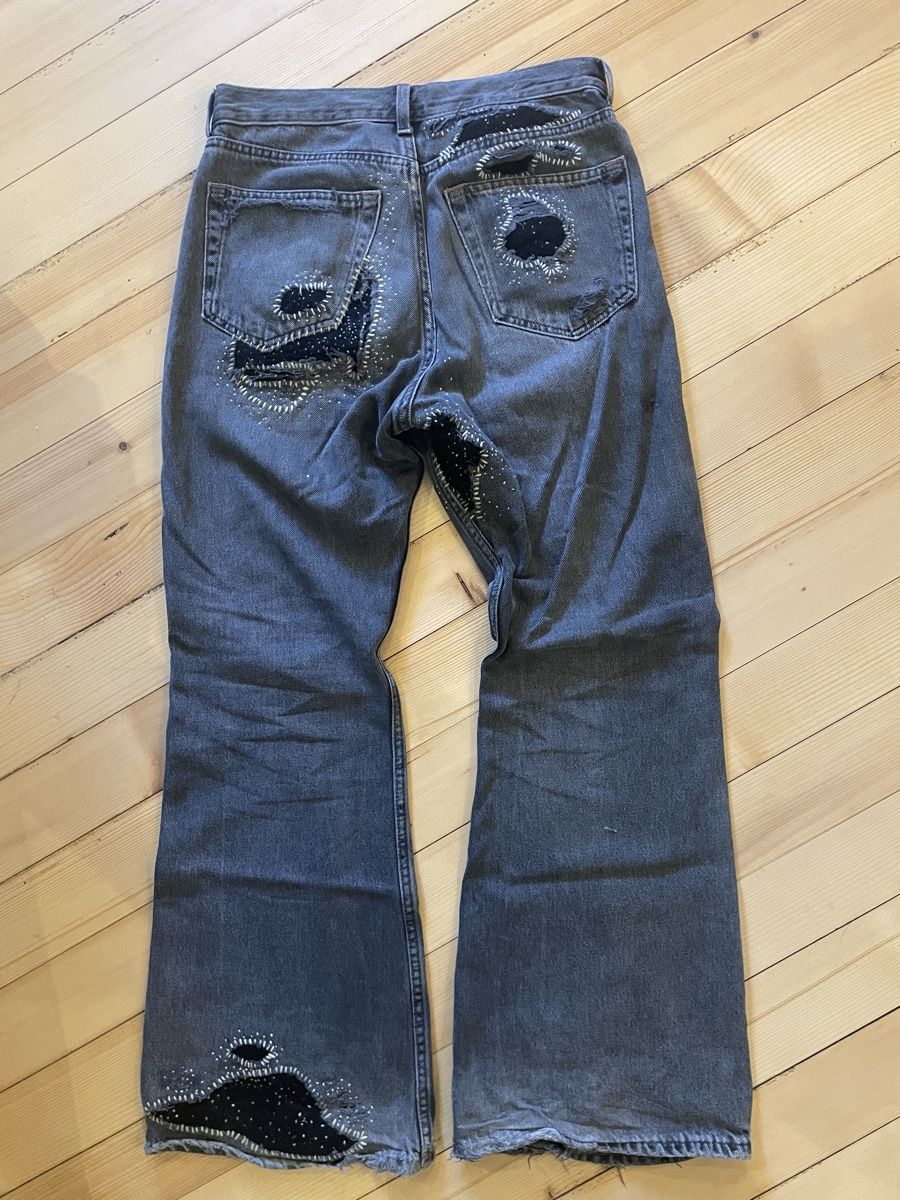 Weekday Jeans: Sashiko repaired Weekday bootcut Jeans vintage distressed – Gebraucht aus Eglisau von lia_c7ny 6
